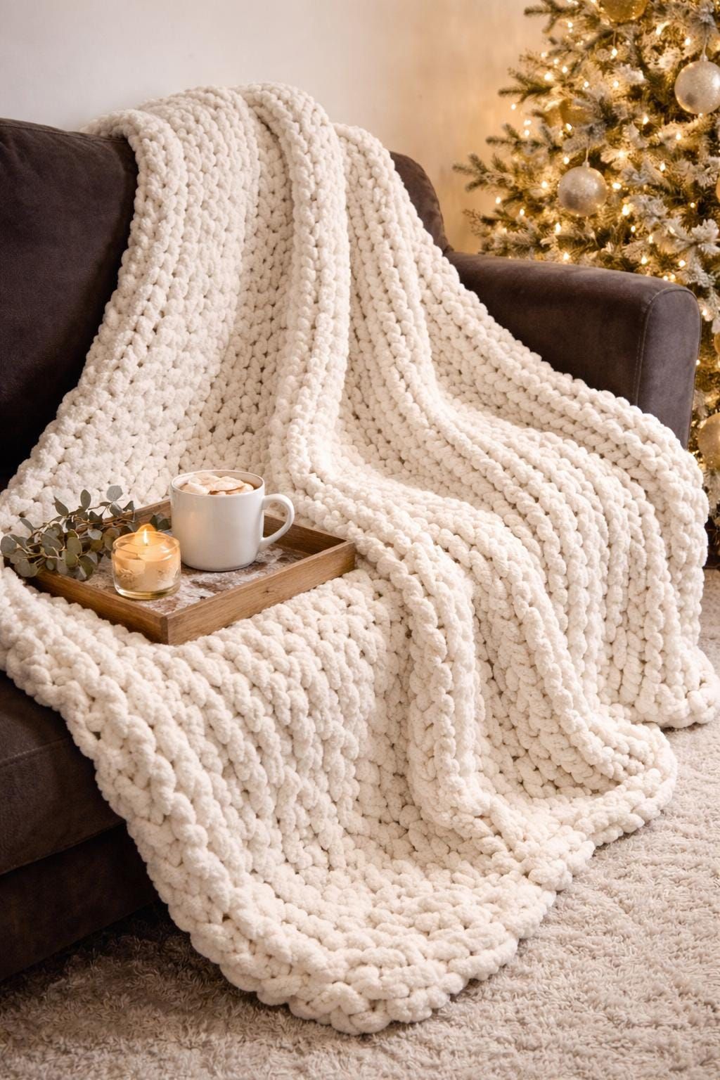 Chunky knit throw
